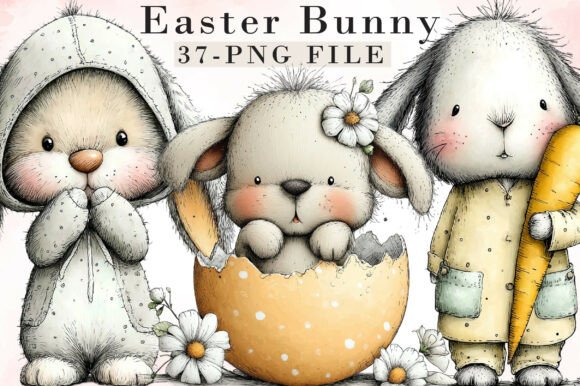 Download Whimsical Easter Bunny Clipart - Bunny clipart Collection