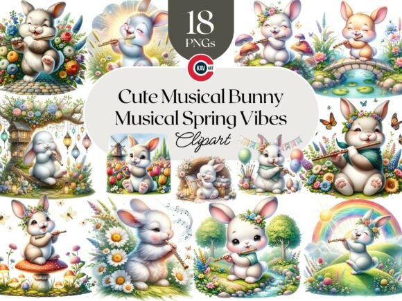 Download Cute Musical Bunny Clipart Bundle - Bunny clipart Collection