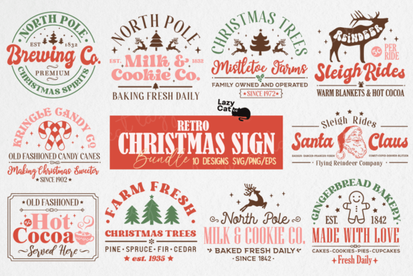 Download Retro Christmas Sign SVG Design Bundle - Premium Resources