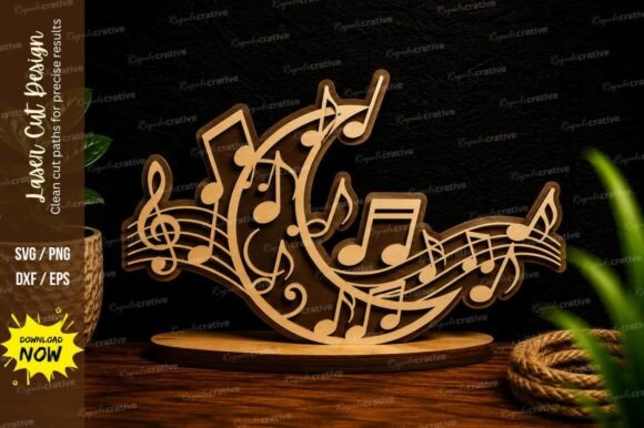 Download Musical Moon Notes Laser Cut Svg Design - Svg design Collection