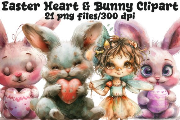 Download Whimsical Easter Heart &amp; Bunny Clipart - Bunny clipart Collection
