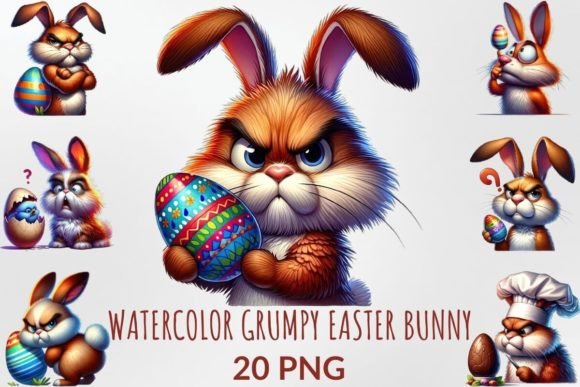 Download Watercolor Grumpy Easter Bunny Clipart - Bunny clipart Collection