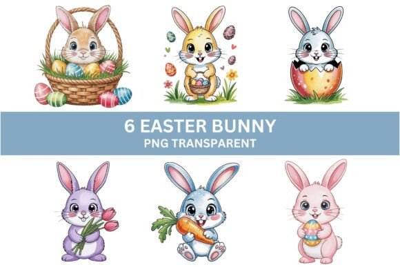 Download Cute Easter Bunny Clipart PNG Set - Bunny clipart Collection